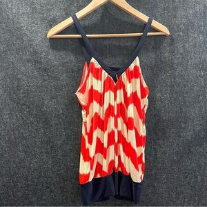 T-Bag Los Angeles Stylish Red and Cream Women's Top Size S New with Tags